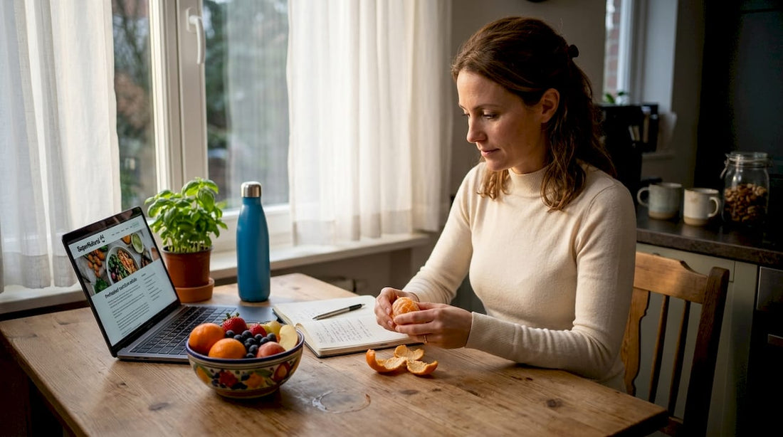 Woman preparing healthy breakfast at kitchen table