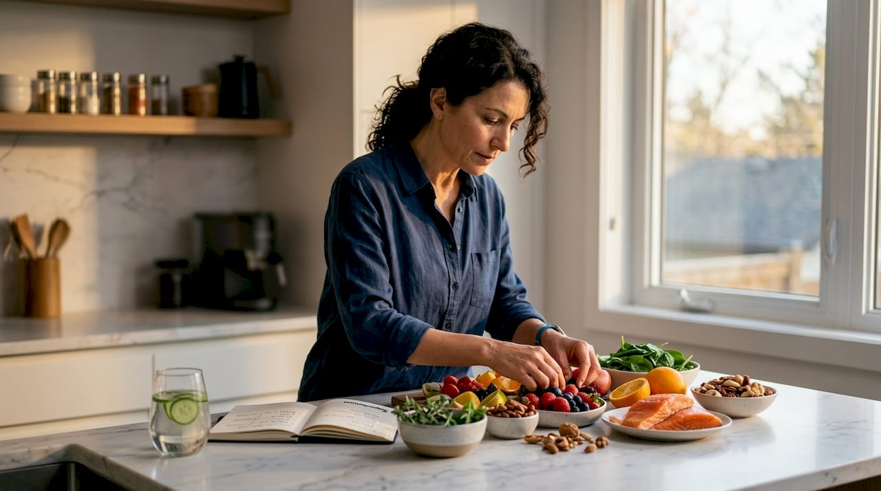 Woman preparing brain healthy diet foods